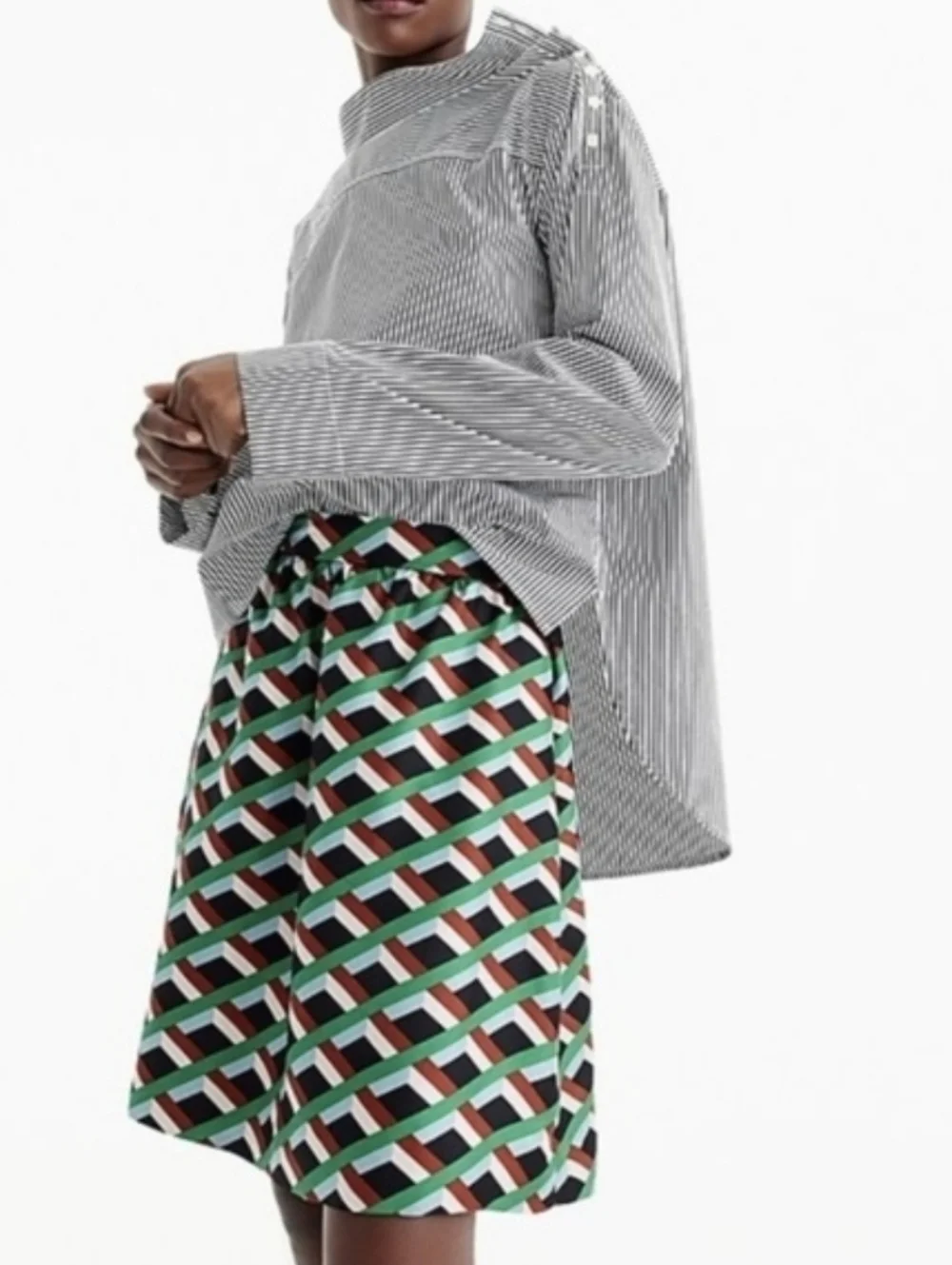 J.‎ Crew Ratti Silk Geometric Diamond Print A-line Skirt